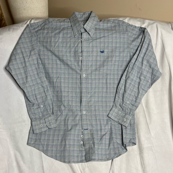 Southern Marsh Mens Sz M Blue Grey Plaid  Button Up Shirt - Picture 1 of 6